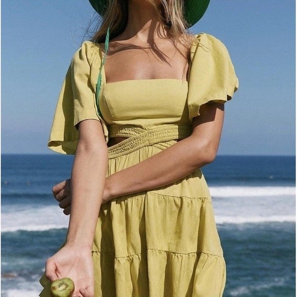 Free People Dresses & Skirts - Free People Cross Of Sunlight Mini Dress Cutout Puff Sleeve Festival Boho. Mediu